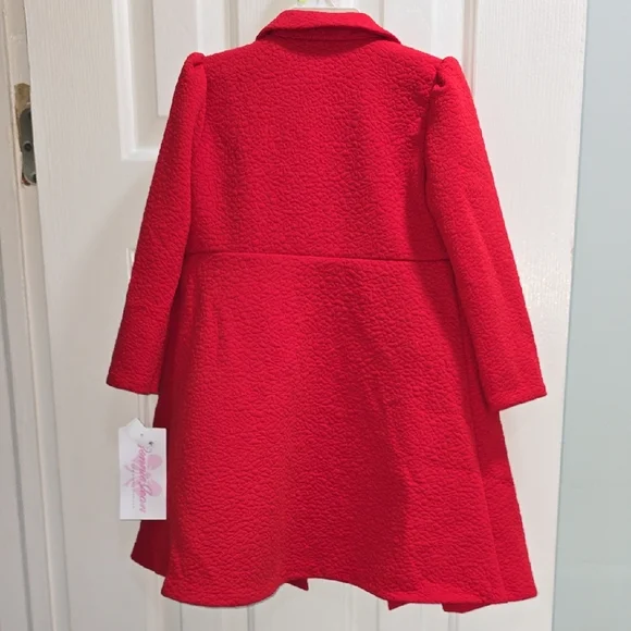 Bonnie Jean Red Coat with Gold Bow Accents and Plaid Dress Kid Size 4T - Picture 4 of 12